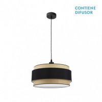 Distribuidor - Lâmpadas Diversas | Colgantes Moderno | COLGANTE KANDY 2XE27 NATURAL/NEGRO REGX50X50 CM Ref: 174295009